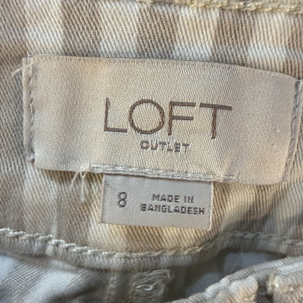 LOFT Outlet Bermuda Shorts Womens 8 Beige White Striped Stretch Mid Rise 11" - Picture 11 of 12